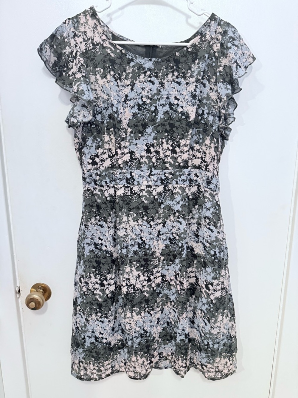 Signature Collection SZ L Floral Ruffle-Sleeve Mini Dress Multi Colored NWOT
